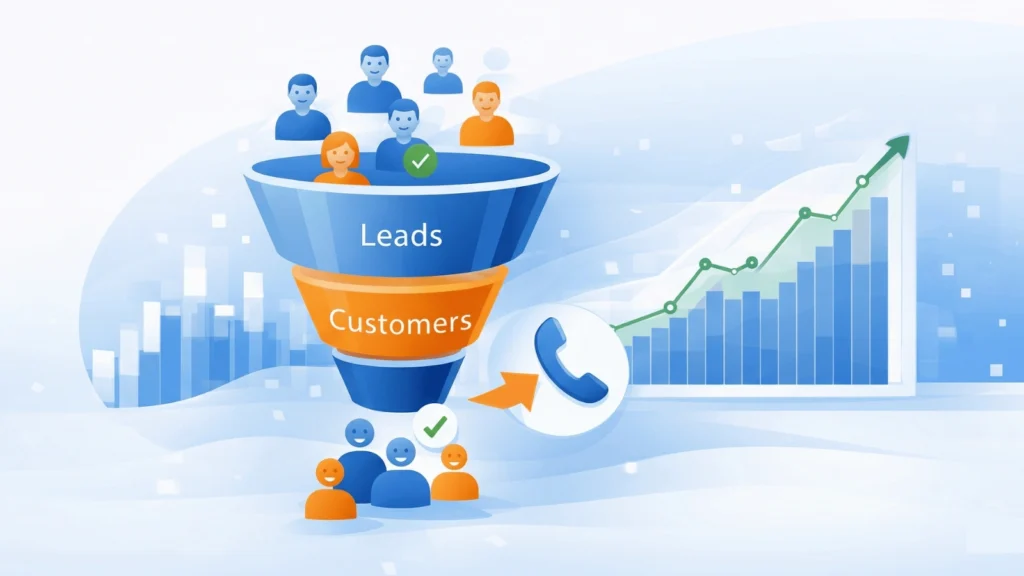 Lead generation funnel turning visitors into customers with PPC campaigns and conversion tracking by Digital Mxlytics