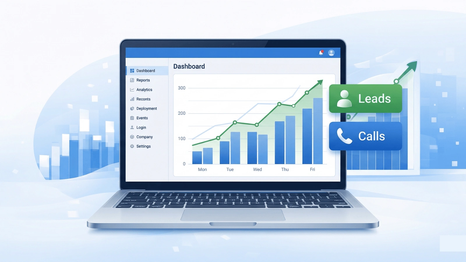 PPC dashboard showing Google Ads analytics, leads and calls growth for small businesses by Digital Mxlytics agency